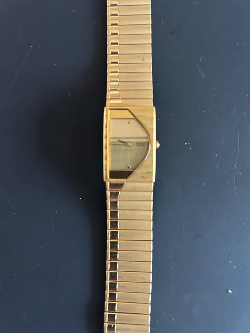 Seiko Gold Tone Slim Rectangular Bracelet Watch